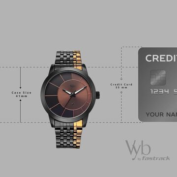 Vyb Phantom By Fastrack Quartz Analog Two Toned Dial Two Toned Stainless Steel Strap Watch For Guys