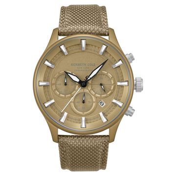 Kenneth Cole Quartz Chronograph Khaki Dial Brown Nylon Strap Watch For Men