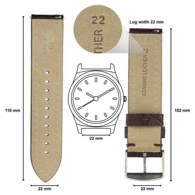 22 mm Brown Genuine Leather Strap for Men - image number 1