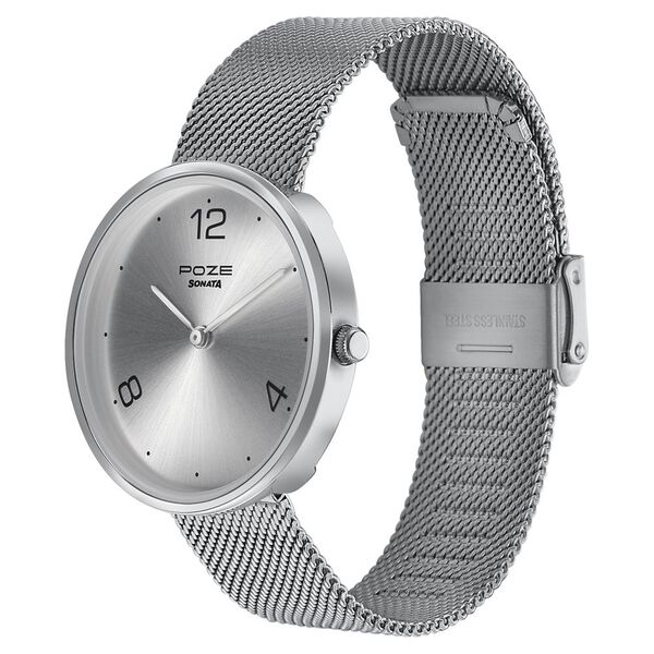 Sonata Poze Quartz Analog Silver dial Metal Strap Watch for Men - image number 2