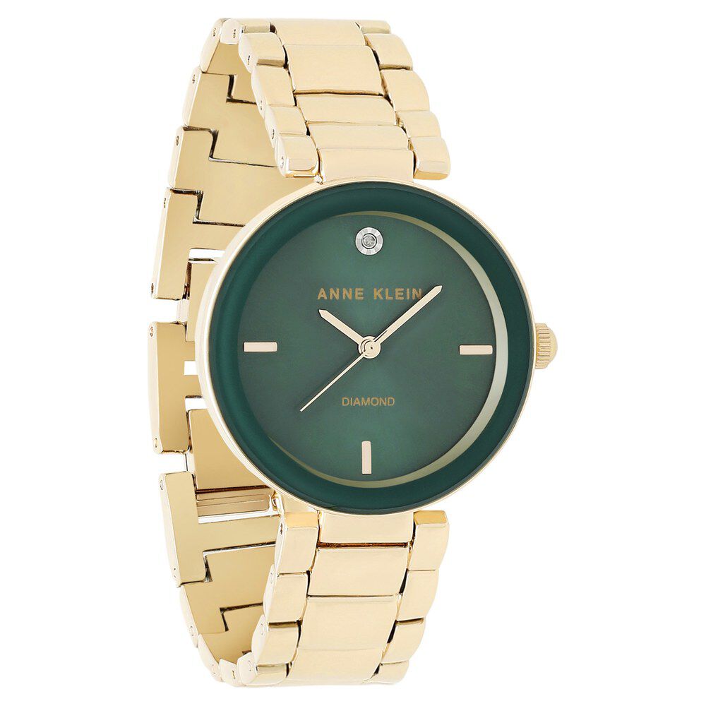 Buy Online Anne Klein Quartz Analog Green Dial Metal Strap Watch