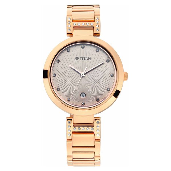 Titan Sparkle Rose Gold Dial Analog with Date Metal Strap watch for Women - image number 0