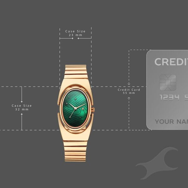 Fastrack UFO Quartz Analog Green Mother Of Pearl Dial Rose Gold Colour Stainless Steel Strap Watch For Girls - image number 3