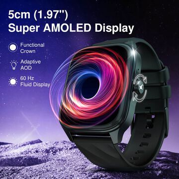 Fastrack New Astor FS1 PRO Smartwatch, Large Super AMOLED Display 5 CM AOD, NextGen Chipset lag Free & Fast Experience