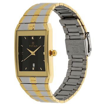 Titan Quartz Analog with Date Black Dial Stainless Steel Strap Watch for Men