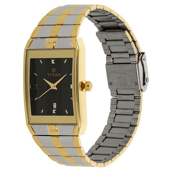 Titan Quartz Analog with Date Black Dial Stainless Steel Strap Watch for Men - image number 1