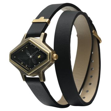 Fastrack Wonder Woman Quartz Analog Black Dial Leather Strap Watch for Girls