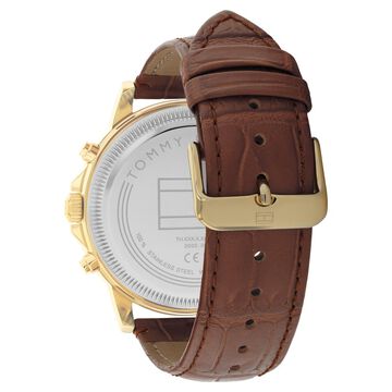 Tommy Hilfiger Quartz Multifunction Silver Dial Brown Leather Strap Watch for Men
