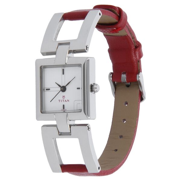 Titan Quartz Analog White Dial Leather Strap Watch for Women - image number 1