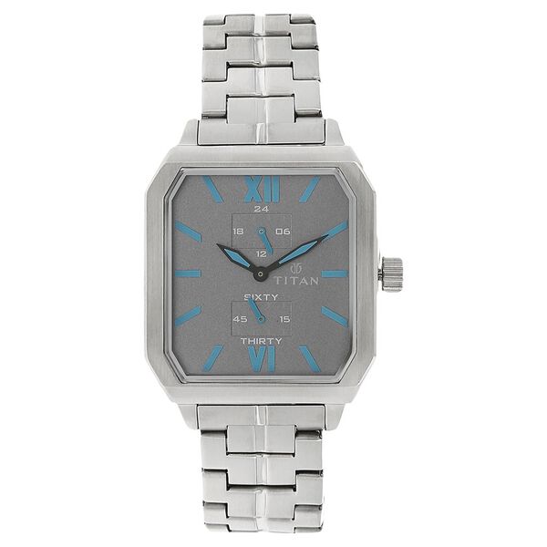 Titan Quartz Multifunction Grey Dial Stainless Steel Strap Watch for Men - image number 0