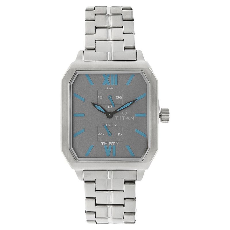 Titan Quartz Multifunction Grey Dial Stainless Steel Strap Watch for Men