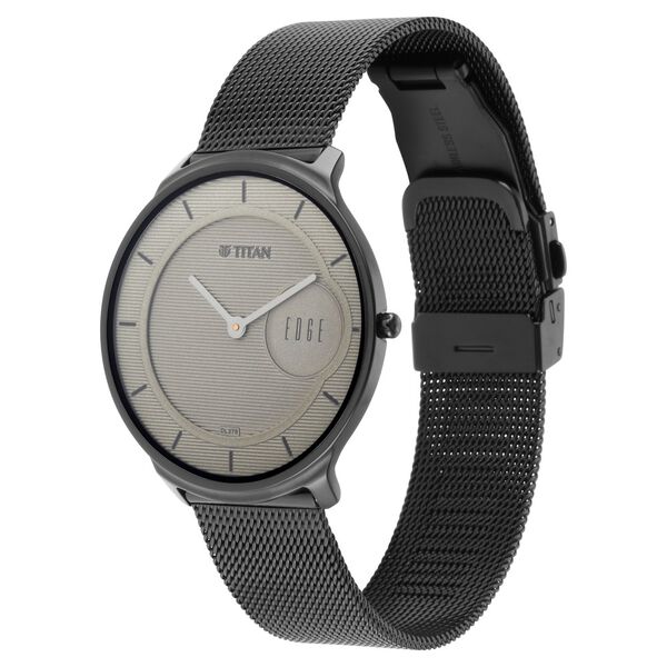 Titan Edge Slim Leather Strap Beige Dial Analog Watch for Men - image number 2