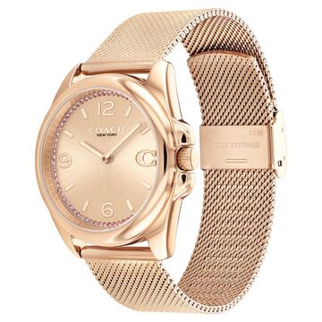 Coach Quartz Analog Rose Gold Dial Stainless Steel Strap Watch for Women
