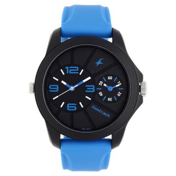 Fastrack Quartz Analog Black Dial Silicone Strap Watch for Guys