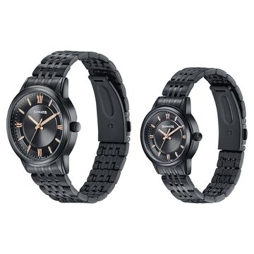 Sonata Wedding Edit Quartz Analog Black Dial Stainless Steel Strap Watch For Pair