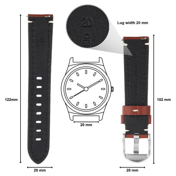 20 mm Tan Genuine Leather Straps for Men - image number 1