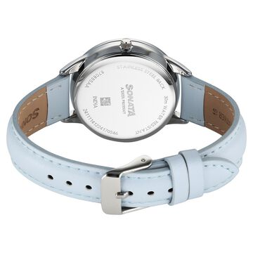 Sonata Eternia Quartz Multifunction Silver Dial Leather Strap Watch For Women