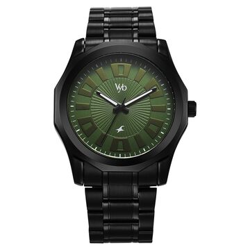 Vyb Horizon By Fastrack Quartz Analog Green Dial Metal Strap Watch For Guys