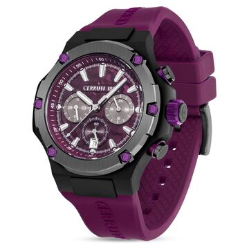 Cerruti 1881 Purple Dial Silicone Strap Watch for Men