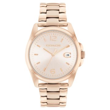 Coach Quartz Analog Rose Gold Dial Stainless Steel Strap Watch for Women