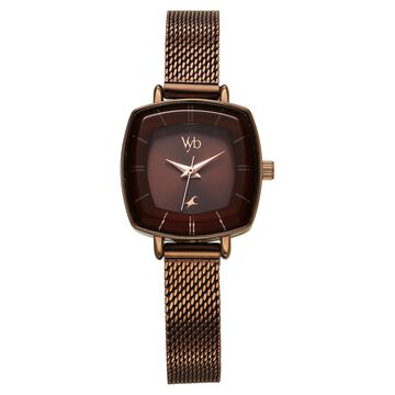 Vyb Seeker By Fastrack Quartz Analog Brown Dial Metal Strap Watch For Girls