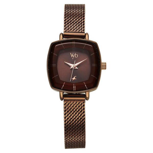 Vyb Seeker By Fastrack Quartz Analog Brown Dial Metal Strap Watch For Girls - image number 2