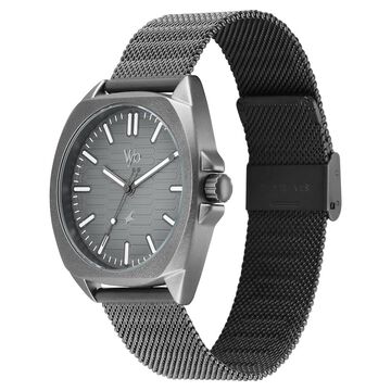 Vyb Aviator By Fastrack Quartz Analog Grey Dial Grey Stainless Steel Strap Watch For Guys