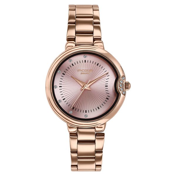 Poze By Sonata Quartz Analog Pink Dial Rose Gold Metal Strap Watch For Women - image number 1