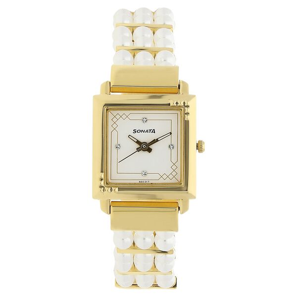 Sonata Quartz Analog White Dial Metal Strap Watch for Women - image number 0