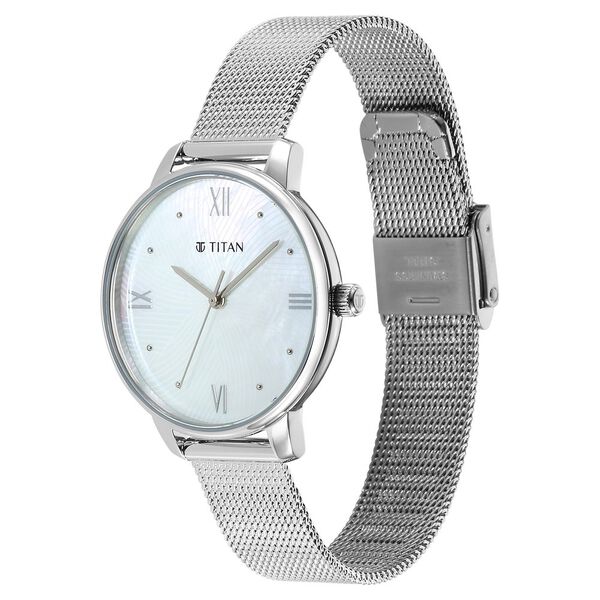 Titan Purple Style Up Quartz Analog Mother Of Pearl Dial Stainless Steel Strap Watch for Women - image number 2