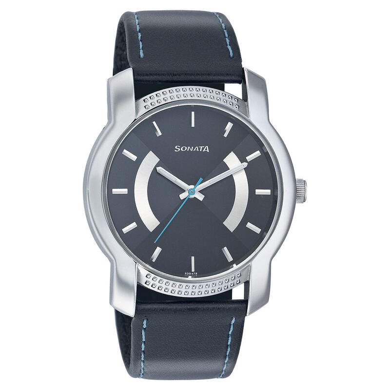 Sonata Quartz Analog Black Dial Strap Watch for Men