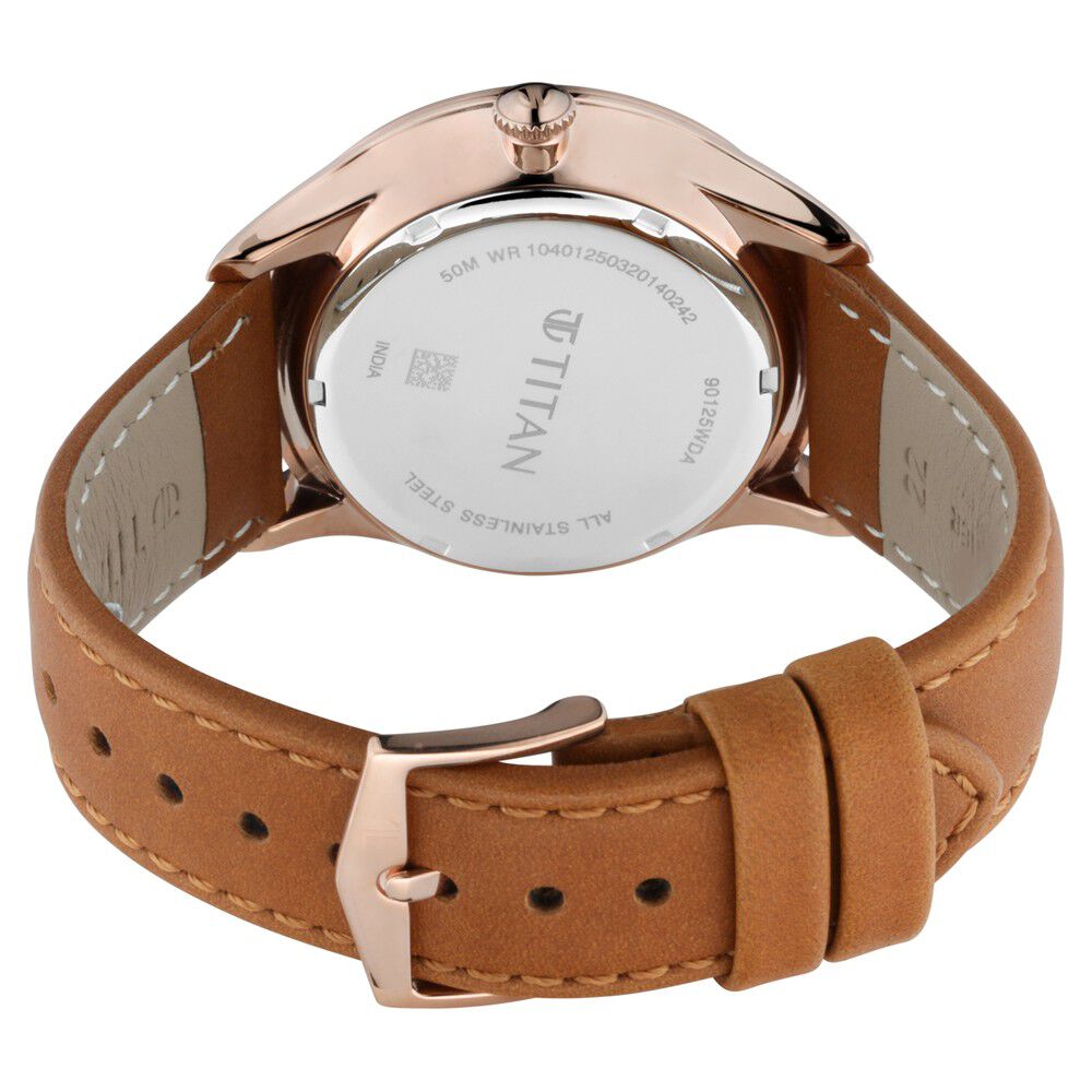 Buy Online Titan Light Leathers Rose Gold Dial Quartz