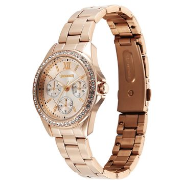 Sonata Festive Quartz Multifunction Pink Dial Metal Strap Watch For Women