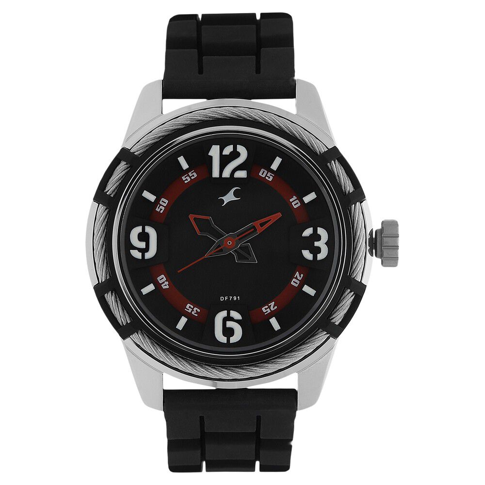 Buy Online Fastrack Quartz Analog Black Dial Plastic Strap Watch for Guys nk3157kp01 Titan