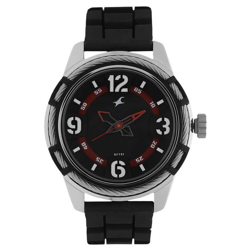 Fastrack Quartz Analog Black Dial Plastic Strap Watch for Guys
