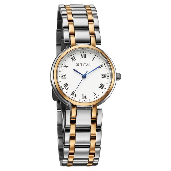 Titan Eminence Workwear Quartz Analog White Dial Two Toned Metal Strap Watch For Women - image number 1