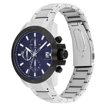 Tommy Hilfiger Quartz Multifunction Blue Dial Silver Stainless Steel Strap Watch For Men
