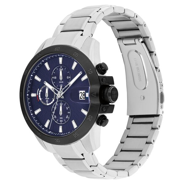 Tommy Hilfiger Quartz Multifunction Blue Dial Silver Stainless Steel Strap Watch For Men - image number 1