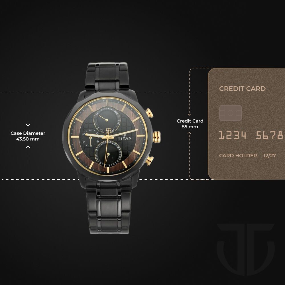 Buy Online Titan Quartz Multifunction Black Dial Metal Strap Watch