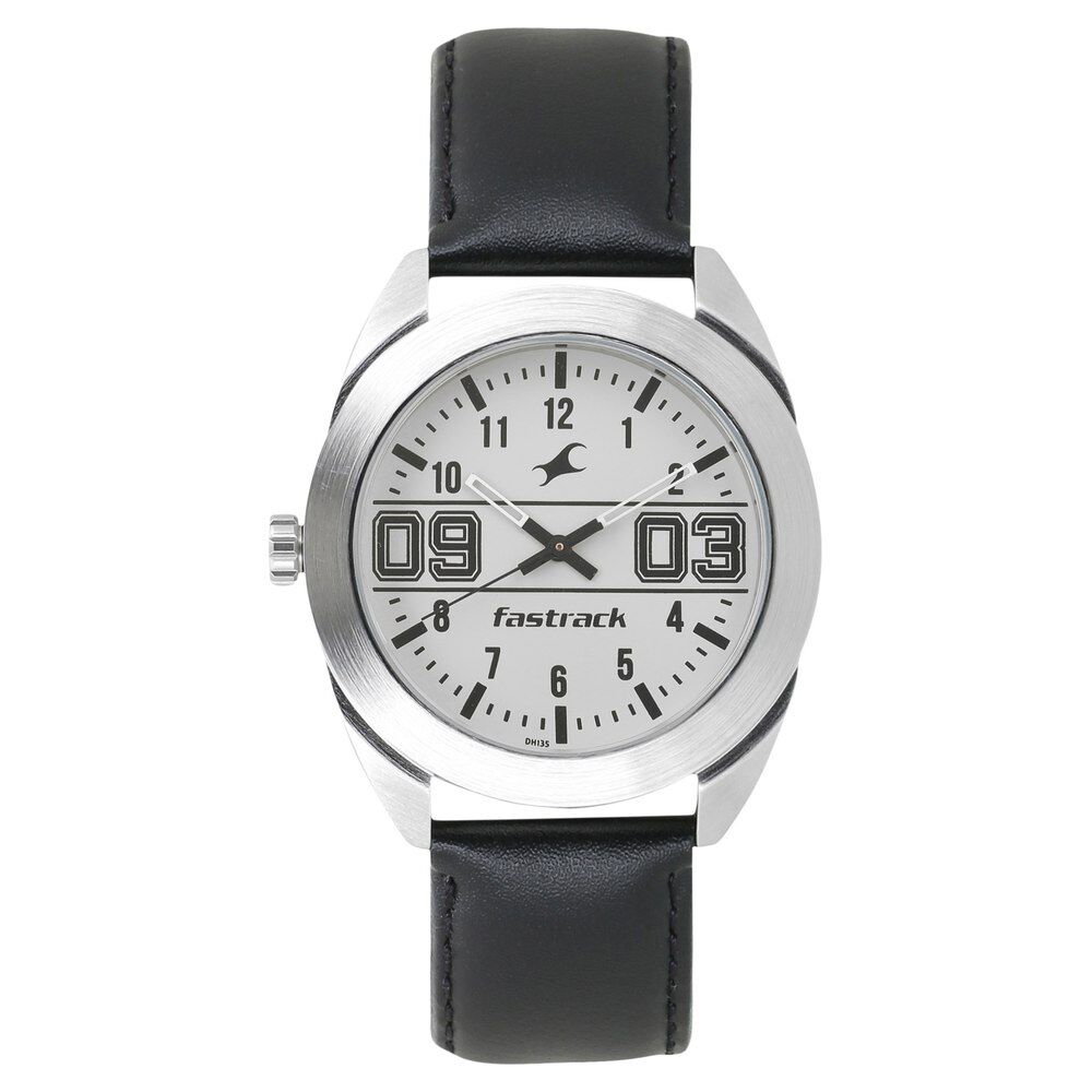 Buy Online Fastrack Varsity Quartz Analog Grey Dial Leather Strap Watch for Guys 3175sl01 Titan