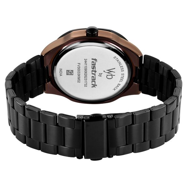Vyb Challenger By Fastrack Quartz Analog Black Dial Black Stainless Steel Strap Watch For Guys - image number 6