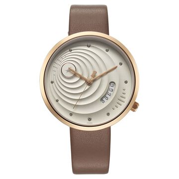 Fastrack Groove Quartz Analog with Date Grey Dial Girls Leather Watch