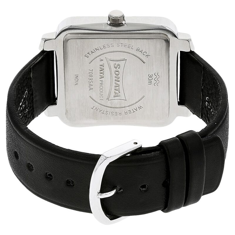 Sonata Quartz Analog Orange Dial Leather Strap Watch for Men - image number 3