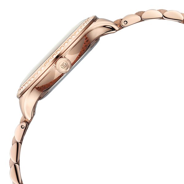 Titan Purple Prestige Quartz Analog with Date White Dial Rose Gold Stainless Steel Strap Watch For Women - image number 4