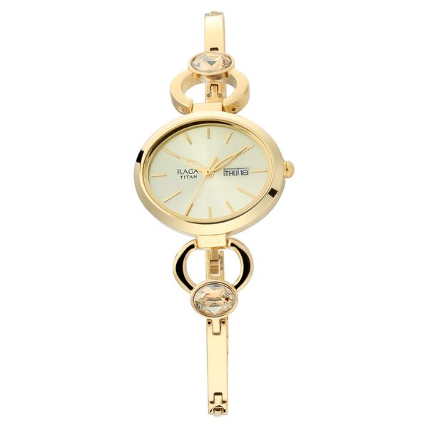 Titan Raga Viva Champagne Dial Analog with Day and Date Metal Strap watch for Women - image number 0