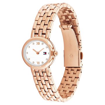 Tommy Hilfiger Quartz Analog Silver Dial Rose Gold Stainless Steel Strap Watch For Men