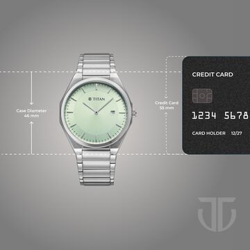 Titan Classique Slim Wear Quartz Analog Pastel Green Dial Silver Stainless Steel Strap Refined Formal Dress Men's Watch