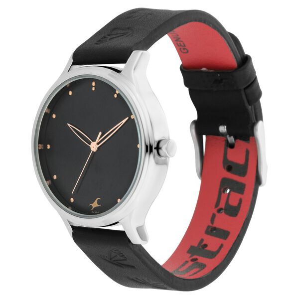 Fastrack I Love Me Quartz Analog Black Dial Leather Strap Watch for Girls - image number 2