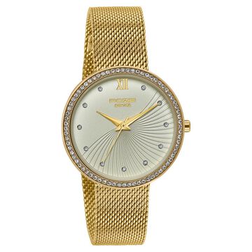 Poze By Sonata Quartz Analog Golden Dial Golden Metal Strap Watch For Women