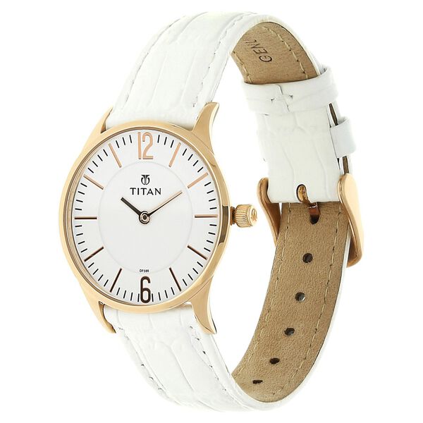 Titan Quartz Analog White Dial Leather Strap Watch for Women - image number 1